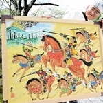 賤ケ岳七本槍を題材に描かれた絵馬＝たつの市龍野町上霞城