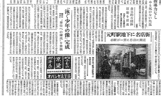 １９５９（昭和３４）年６月６日付の神戸新聞朝刊。阪神メトロ街を改称し、有楽名店街の開店を伝える