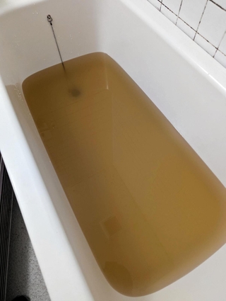 濁りが生じた水道水＝西脇市内（撮影・伊田雄馬）