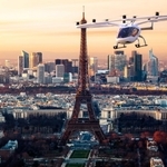 ２０２４年にフランス・パリでの「空飛ぶタクシー」を予定している機体「Ｖｏｌｏｃｉｔｙ」の飛行イメージ（（ｃ）Ｖｏｌｏｃｏｐｔｅｒ）