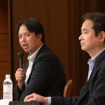 現役時代のエピソードを交えながら、１８年ぶりの「アレ」への期待を語った中田良弘さん（右）と井川慶さん＝２１日、神戸市中央区港島中町６（撮影・風斗雅博）