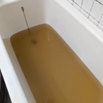 濁りが生じた水道水＝西脇市内（撮影・伊田雄馬）