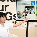 カンボジアで学んだことを報告する尾方花凜さん＝兵庫県庁