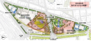 「うめきた２期」で来年９月に先行街開きする範囲（グランクリーン大阪開発事業者提供）