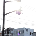 気温が上がり、強い日差しが照りつけた＝豊岡市元町