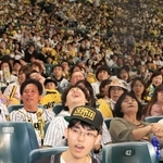 ５回、森下選手が三振に倒れ、天を仰ぐ阪神ファン＝４日夜、甲子園球場（撮影・吉田敦史）