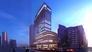 神戸市役所２号館の建て替えイメージ。最上階にホテルのロビーを設ける（関係者提供）
