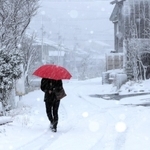 一面雪景色となった住宅街＝２１日午前８時３７分、兵庫県香美町香住区下浜（撮影・長谷部崇）