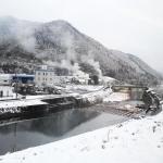 雪化粧した朝来市山東町内