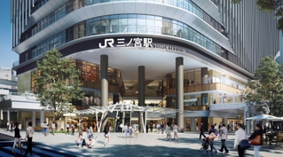 ２０２９年度に開業予定のＪＲ三ノ宮新駅ビルの完成イメージ図（ＪＲ西日本提供）