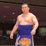 淡路島とタマネギをあしらった化粧まわしで土俵に上がる照強＝２０２１年５月、東京・両国国技館