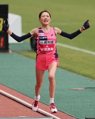 １月の大阪国際女子マラソンに臨み２時間１８分５９秒のタイムで女子マラソン日本記録を更新した前田穂南さん（天満屋）＝大阪市東住吉区長居公園、ヤンマースタジアム長居（撮影・長嶺麻子）