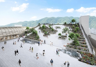 六甲山を望む10階の屋上庭園のイメージ図（神戸市提供）