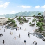 六甲山を望む10階の屋上庭園のイメージ図（神戸市提供）