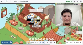 バーチャル空間での授業で、子どもたちに話しかける中野広夢さん（チョイス提供）