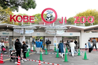 家族連れなどでにぎわう王子動物園＝2021年12月、神戸市灘区