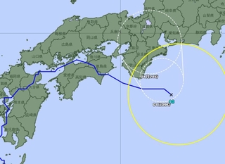 台風の予想進路図（３１日午後９時現在）＝気象庁ＨＰより