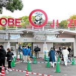 家族連れなどでにぎわう王子動物園＝2021年12月、神戸市灘区