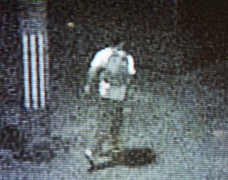 たつの市で小学４年の女児が刺され負傷した事件で、現場近くの防犯カメラに写った不審な男（県警提供）