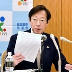 指定都市市長会議の後、会見に臨む会長の久元喜造神戸市長＝東京都千代田区