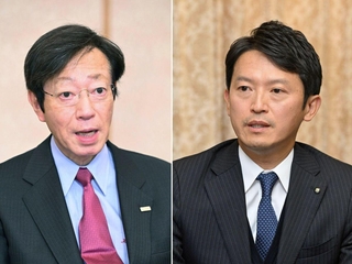 斎藤元彦知事（右）と久元喜造市長