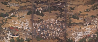 「花下群舞図（左隻）」（神戸市立博物館提供）