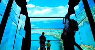グレートバリアリーフの上を遊覧しているかのような没入感が魅力のシアター型展示＝大阪市此花区の夢洲
