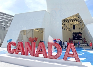 「再生」をコンセプトに掲げている大阪・関西万博のカナダ館＝大阪市此花区の夢洲