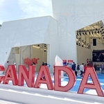 「再生」をコンセプトに掲げている大阪・関西万博のカナダ館＝大阪市此花区の夢洲