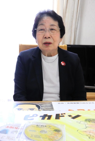 兵庫県の遺族代表として広島市の平和記念式典に参加する中村典子さん＝神戸市垂水区