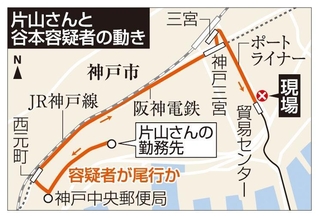 片山さんと谷本容疑者の動き
