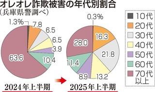 オレオレ詐欺被害の年代別割合