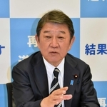 実績を強調しながら災害復興について話す茂木敏充前幹事長＝東京・永田町