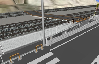 待機スペースを確保するため、スロープ型に改良される踏切の完成予想図（国土交通省兵庫国道事務所提供）