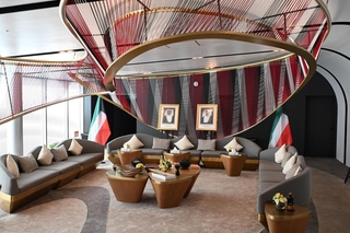 大阪・関西万博のクウェートパビリオンのＶＩＰルーム＝１４日午後、大阪市此花区の夢洲（撮影・斎藤雅志）