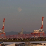 大阪・関西万博会場からも見えた中秋の名月＝６日午後、大阪市此花区から（撮影・吉田敦史）