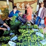販売が解禁された黒枝豆を買い求める客ら＝１０日午前、丹波篠山市立町