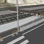 待機スペースを確保するため、スロープ型に改良される踏切の完成予想図（国土交通省兵庫国道事務所提供）