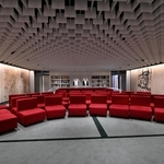 大阪・関西万博のカタールパビリオンのＶＩＰルーム＝１４日午後、大阪市此花区の夢洲（撮影・斎藤雅志）