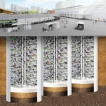 神戸市がＪＲ神戸駅前に整備する地下タワー式駐輪場のイメージ（同市提供）