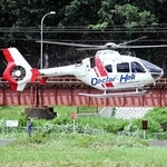 豊岡病院のドクターヘリ＝２０１６年８月、朝来市和田山町（資料写真）