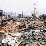 震災後の火災で焼け跡になった街＝１９９５年１月、神戸市長田区（三条杜夫さん提供）