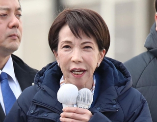 公示後初めて兵庫入りし、自民党への支持を呼びかける高市早苗首相＝２９日午後、姫路市内（撮影・辰巳直之）