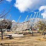 一部が倒れた神戸ルミナリエの作品。強風にあおられたとみられる＝１月１１日朝、神戸市中央区のメリケンパーク