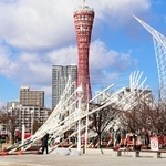 一部が倒れた神戸ルミナリエの作品。強風にあおられたとみられる＝１月１１日午前、神戸市中央区のメリケンパーク