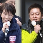 支持を呼びかける高市早苗首相（左）と政権与党を強調する日本維新の会の吉村洋文代表＝（いずれも２９日、姫路市内、撮影・辰巳直之）