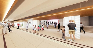 リニューアルした神戸市役所前地下通路のイメージ。新２号館の地階とつなぎ、広場を設ける（同市提供）