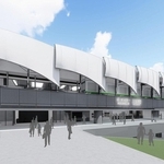 リニューアルしたポートライナー三宮駅の外観イメージ（神戸市提供）