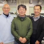 ゼニゴケを研究する（左から）水谷正治教授、石崎公庸教授、小山竜平助教＝神戸市灘区六甲台町、神戸大学