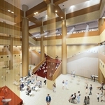 大ホール入り口前の空間「ホワイエ」のイメージ図（神戸市提供）